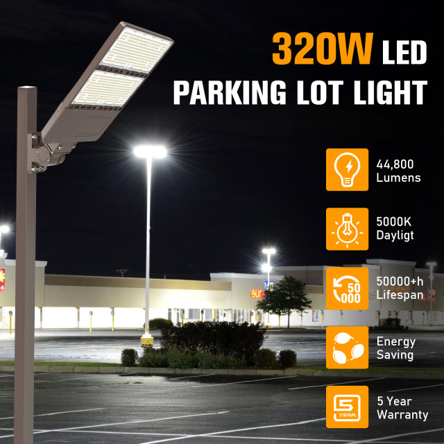 Ngtlight® 320W LED Parking Lot Lights 44800LM-1500W MH/HID Replacement 5000K IP65 LED Shoebox Pole Lights For Driveway Tennis Court Slip Fitter