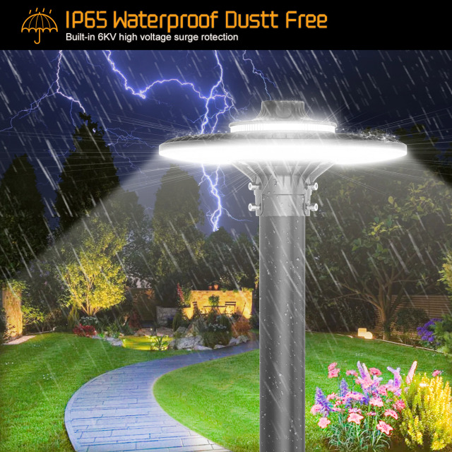 Ngtlight® 120W Led Post Top Lights With Photocell 15600Lm 5000K LED Circular Area Pole Light [350W Equivalent] IP65 Waterproof