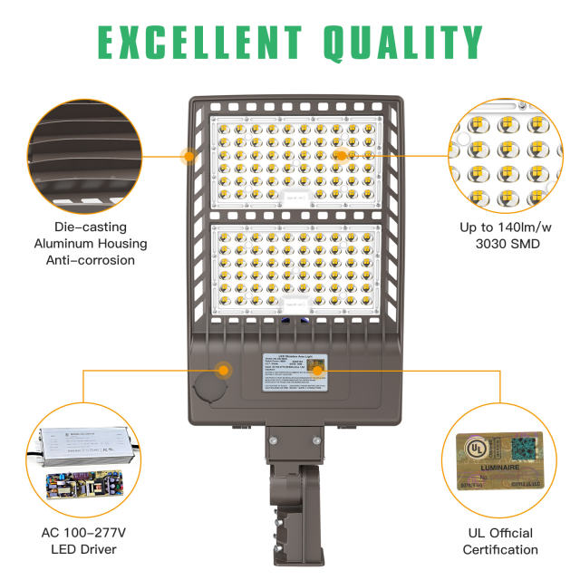 DEMILARE Led Parking Lot Light 200W, 30000 lm Street Lights, Slip Fitter Mount Parking Lot Lights, Dusk to Dawn Photocell Lighting, IP65 Waterproof Ou - 4