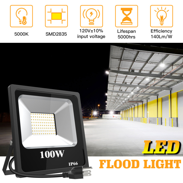 Ngtlight® 100W LED Flood Light Outdoor IP65 Waterproof 120 Degree Beam Angle 5 Years Warranty