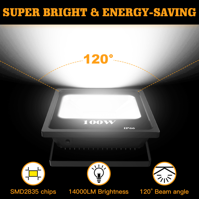 Ngtlight® 100W LED Flood Light Outdoor IP65 Waterproof 120 Degree Beam Angle 5 Years Warranty