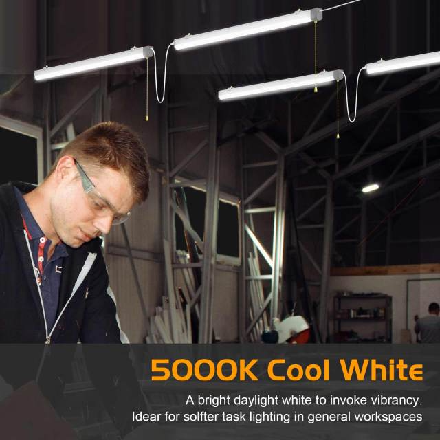 Ngtlight® 60W Linkable LED Shop Light 4FT 7800LM 5000K With Plug 120V LED Garage Ceiling Workshop Light ON/Off Pull Chain Suspended &amp; Flush Mount