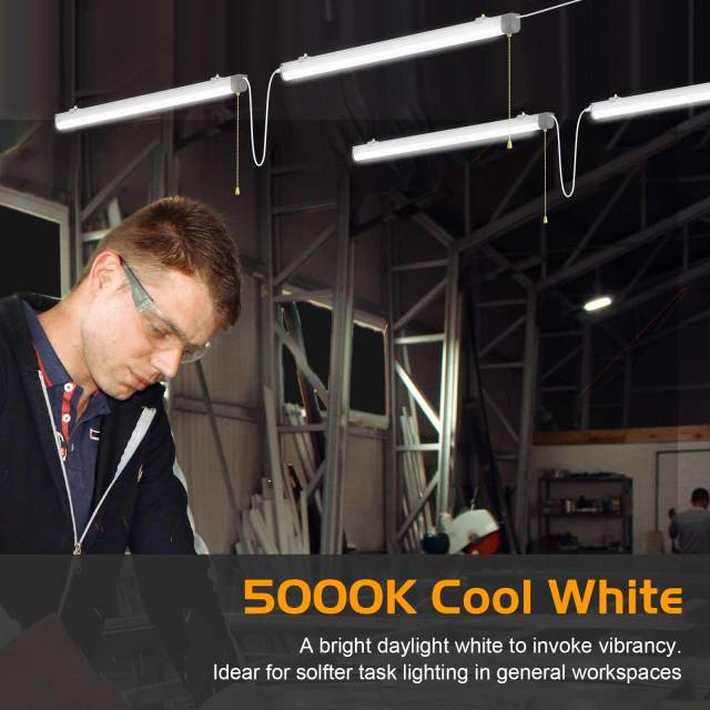 Ngtlight® 80W Linkable LED Shop Light 4FT 10400LM 5000K With Plug 120V LED Garage Ceiling Workshop Light ON/Off Pull Chain Suspended &amp; Flush Mount