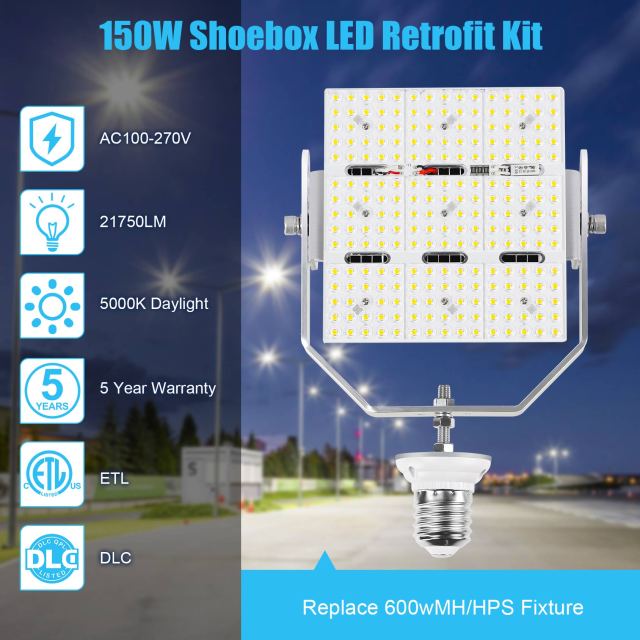 Ngtlight® 150W LED Retrofit Kit for Shoebox (650W MH/HPS Replacement) 5700K 21750LM E39 Mogul LED Parking Lot Retrofit Lights