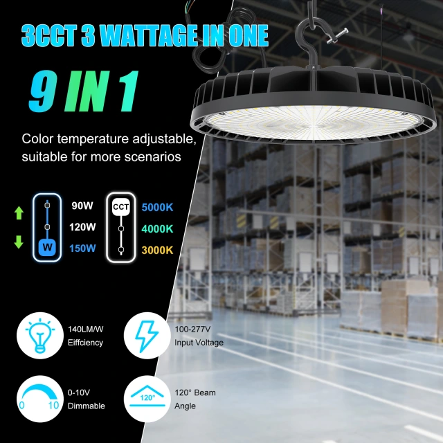 Ngtlight® 150W LED High Bay Light 21000LM (400W HID/HPS Equiv)5000K Dimmable IP65 Commercial Warehouse Lighting Fixture