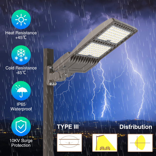 Ngtlight® 320W LED Parking Lot Light Built-in Photocell UL DLC 5000K IP65 Outdoor Commercial Street Area Lighting