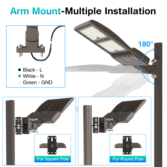 Ngtlight® 320W LED Parking Lot Light Built-in Photocell UL DLC 5000K IP65 Outdoor Commercial Street Area Lighting