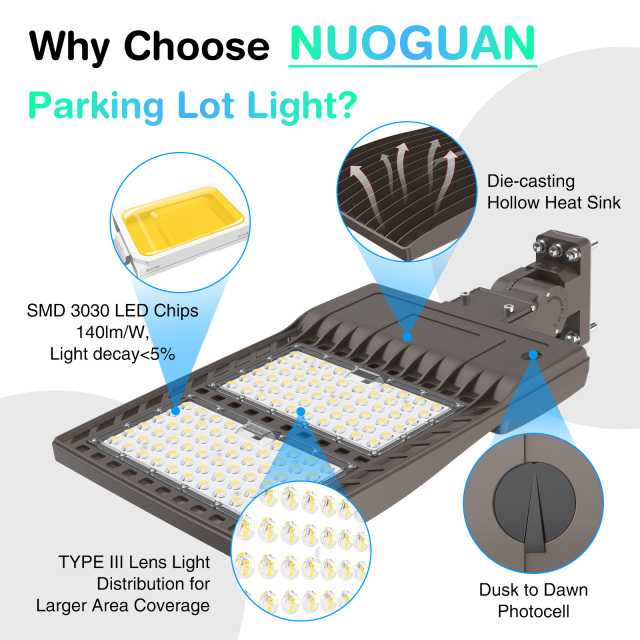 Ngtlight® 320W LED Parking Lot Light Built-in Photocell UL DLC 5000K IP65 Outdoor Commercial Street Area Lighting
