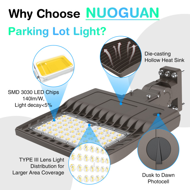 Ngtlight® 240W LED Parking Lot Light Built-in Photocell UL DLC 5000K IP65 Outdoor Commercial Street Area Lighting