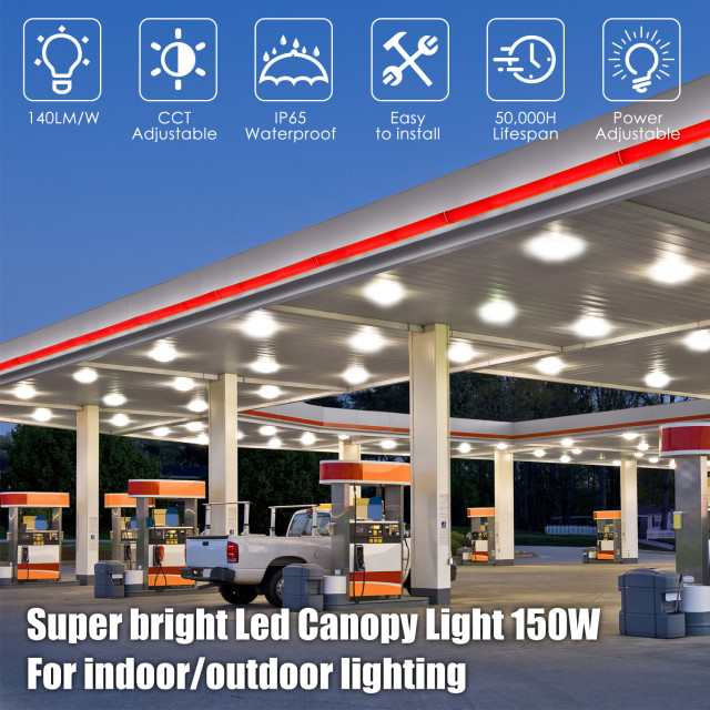 Ngtlight® 150W LED Canopy Light UL DLC Certified CCT Wattage Adjustable IP65
