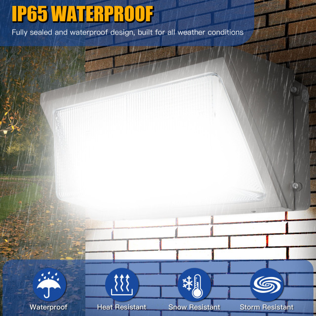 Ngtlight® 150W LED Wall Pack Light With Photocell 120-277V 5000K 15600LM IP65 Wallpack Glass Cover