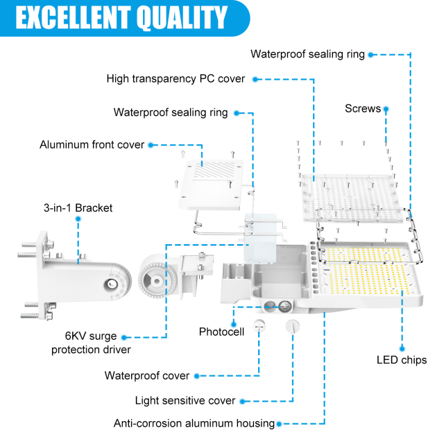 Ngtlight® 200W LED Parking Lot Lights 5000K IP65 LED Shoebox Pole Lights For Driveway Tennis Court Slip Fitter