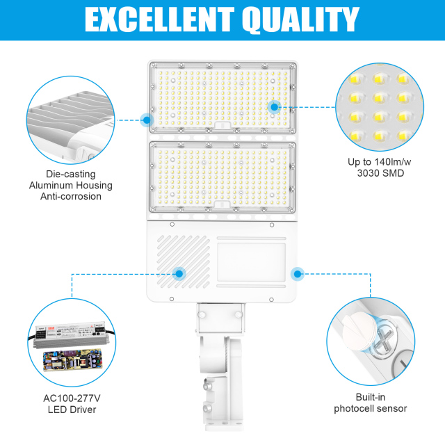 Ngtlight® 320W LED Parking Lot Lights 5000K IP65 LED Shoebox Pole Lights For Driveway Tennis Court Slip Fitter