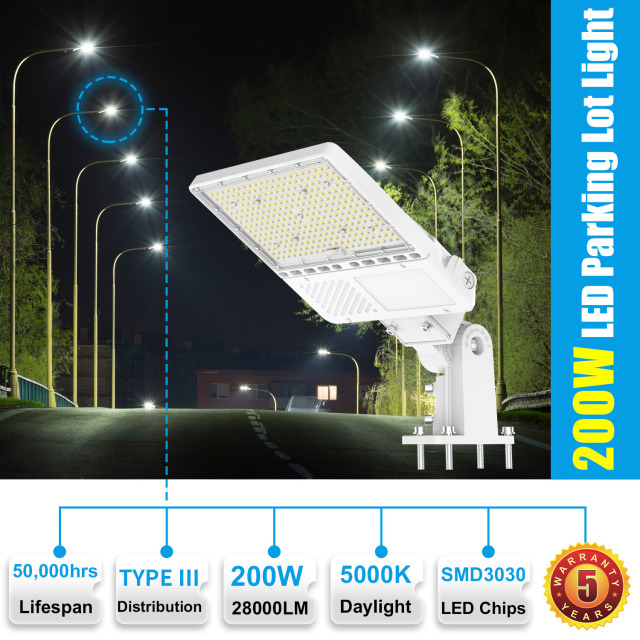Ngtlight® 200W LED Parking Lot Lights 5000K IP65 LED Shoebox Pole Lights For Driveway Tennis Court Slip Fitter