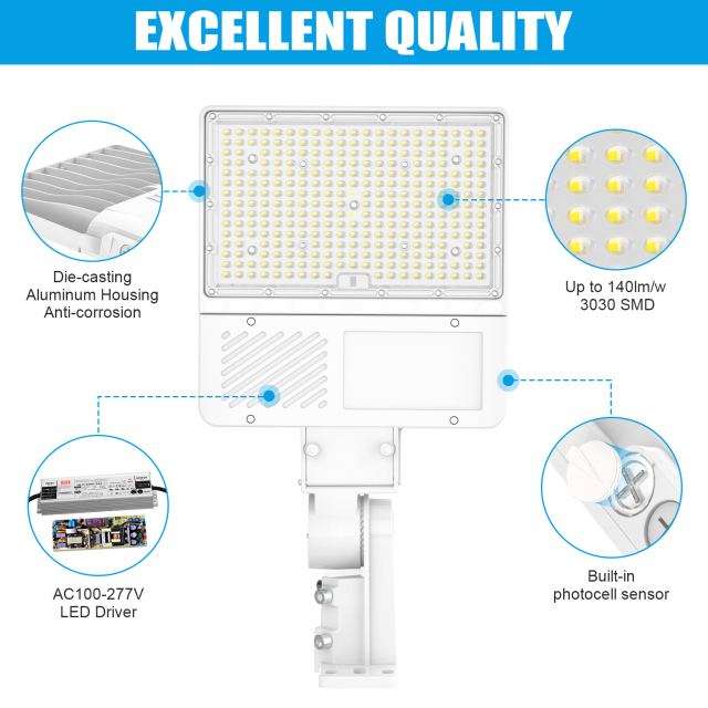 Ngtlight® 200W LED Parking Lot Lights 5000K IP65 LED Shoebox Pole Lights For Driveway Tennis Court Slip Fitter