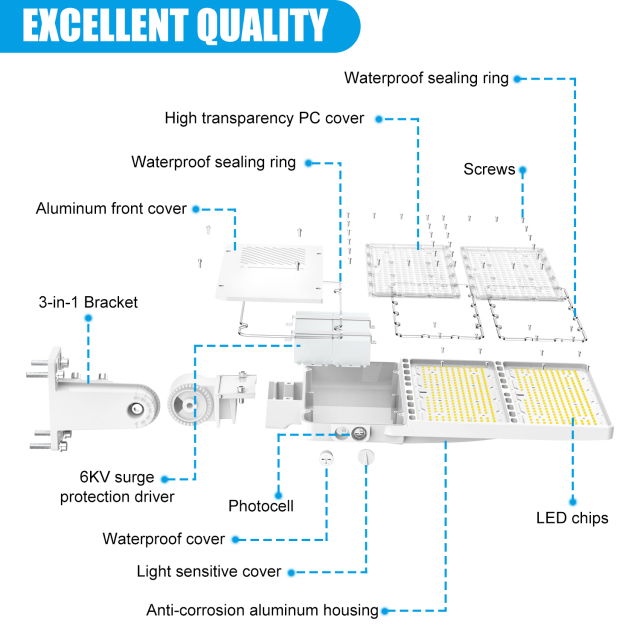 Ngtlight® 240W LED Parking Lot Lights 5000K IP65 LED Shoebox Pole Lights For Driveway Tennis Court Slip Fitter