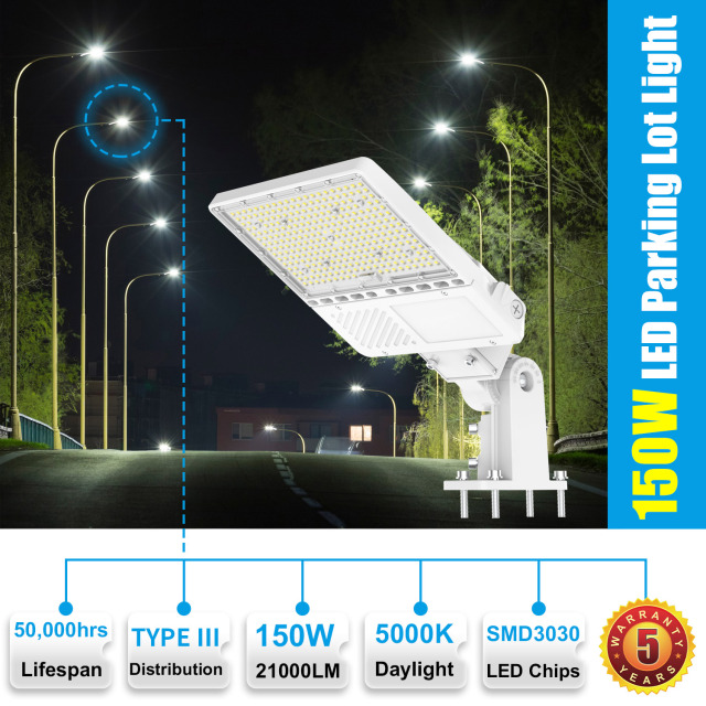 Ngtlight® 150W LED Parking Lot Lights 5000K IP65 LED Shoebox Pole Lights For Driveway Tennis Court Slip Fitter