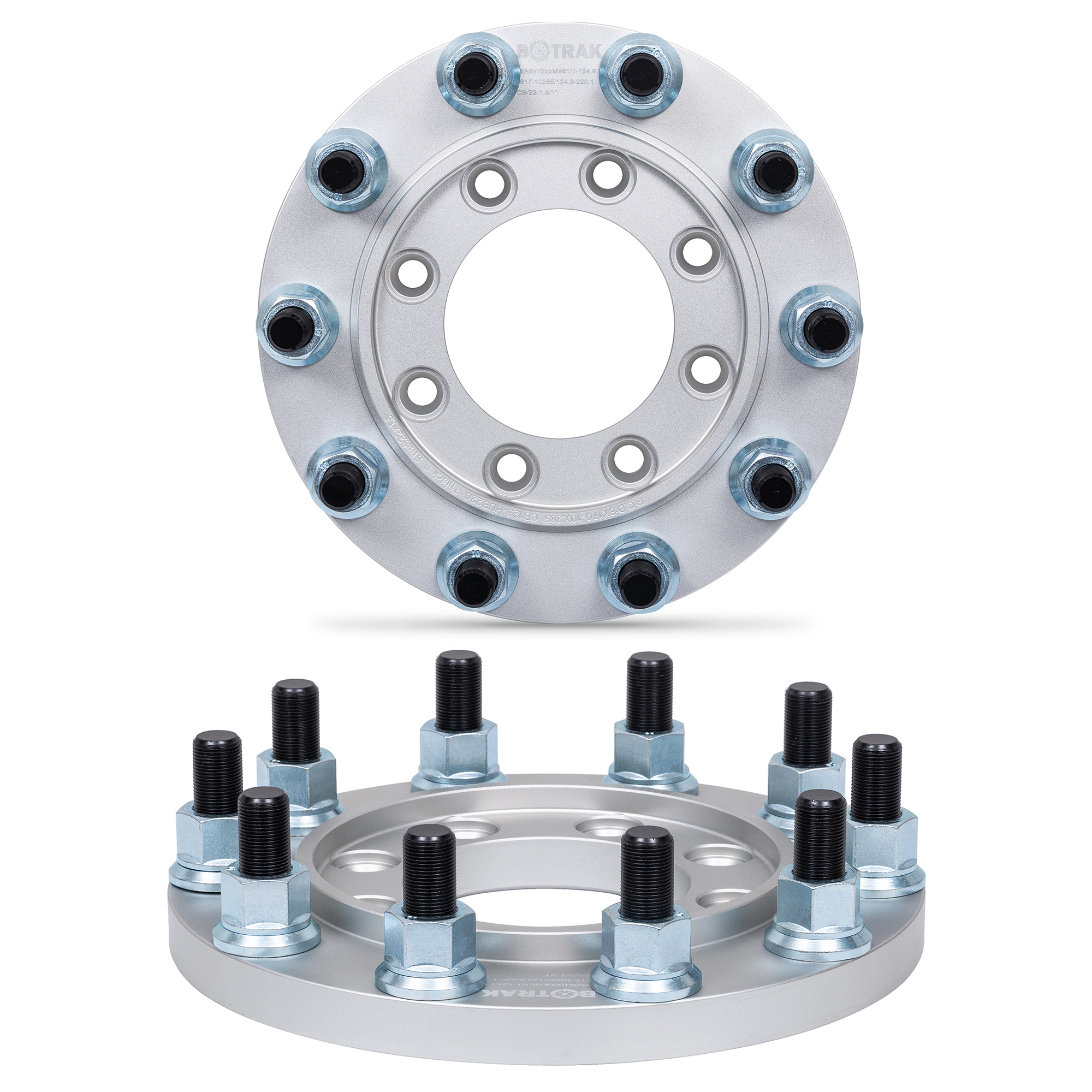 BOTRAK 8 lug to 10 lug 8x170 to 22.5" 24.5" forged aluminum semi wheel adapters fit F250 F350