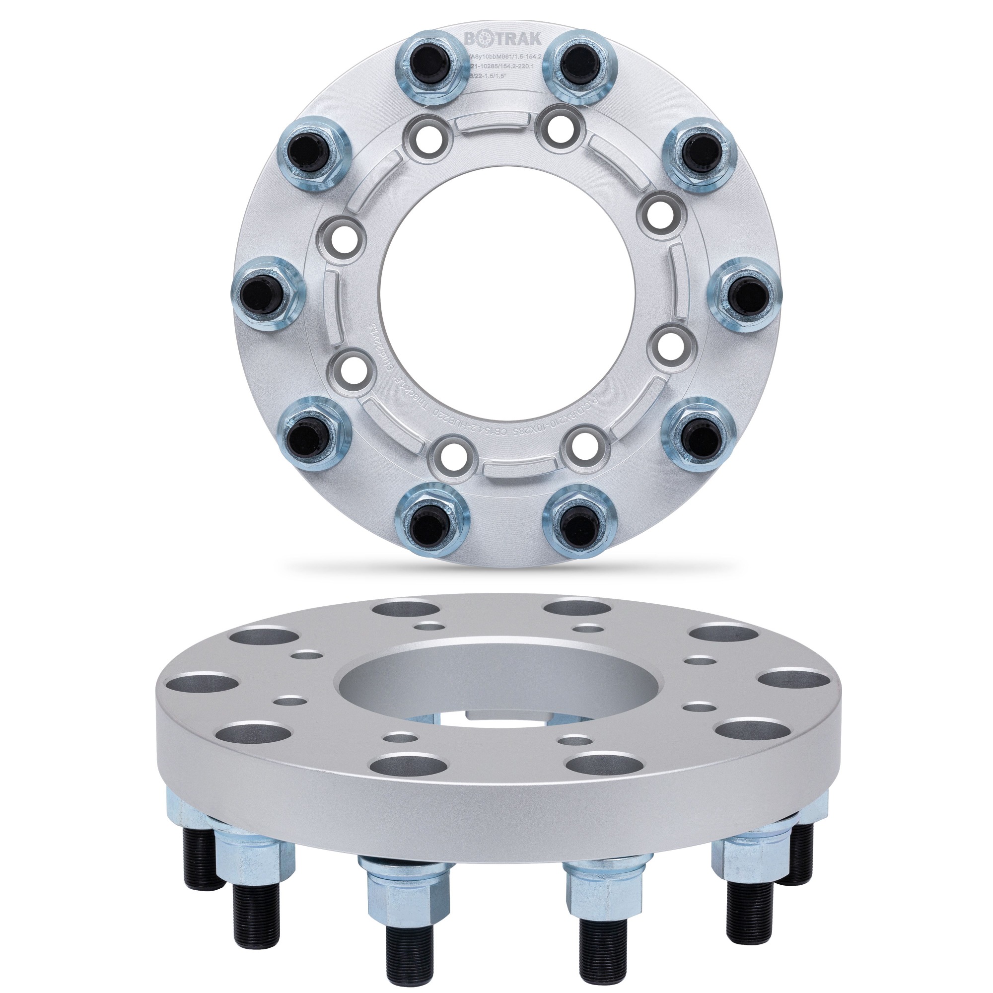 BOTRAK 8 to 10 Lug Forged T6 6061 8x210 to 10x285 Semi Truck Wheel Spacers Adapters for gmc sierra chevrolet 3500 Heavy Duty