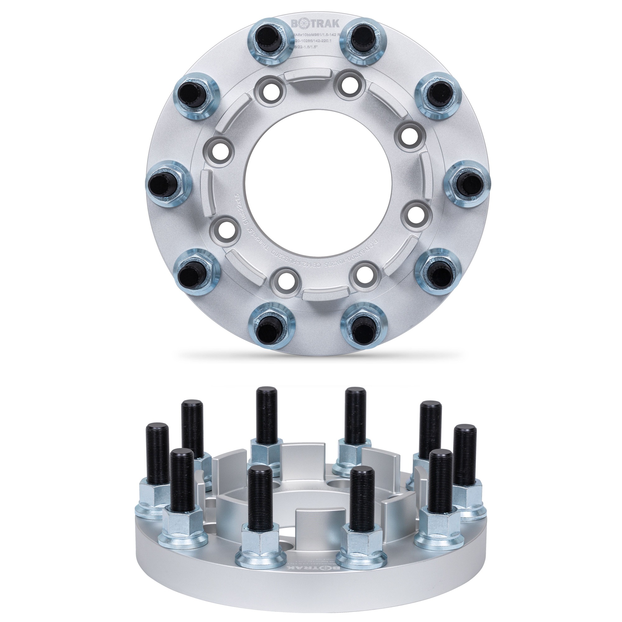 BOTRAK 8 to 10 Lug 8x200 to 10x285 22.5" 24.5" Dually Semi Wheel Adapters Spacers for ford F350 F450 Super Duty 4x4