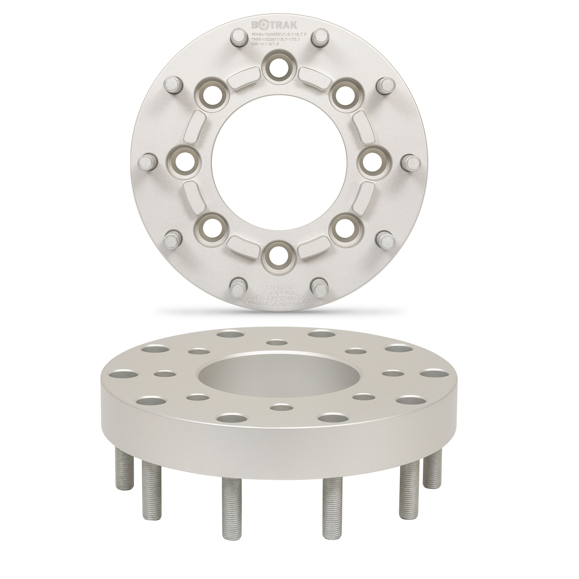 BOTRAK 8 to 10 Lug 8x6.5 to 10x225 19.5" Rims Semi Wheel Spacers Adapters for gmc Sierra 2500HD 3500HD Chevrolet Silverado