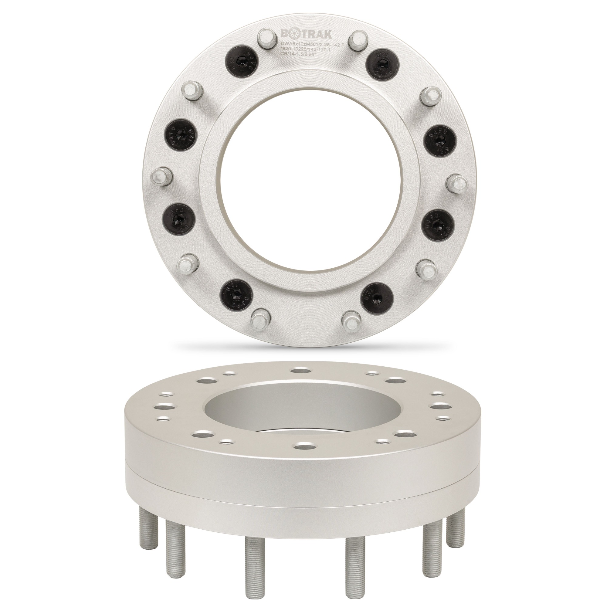 BOTRAK 8 to 10 lug 2.25" 8x200 to 10x225 Dual Semi Wheel Adapters for ram 3500 ram 4000 ford F350 F450 Super Duty