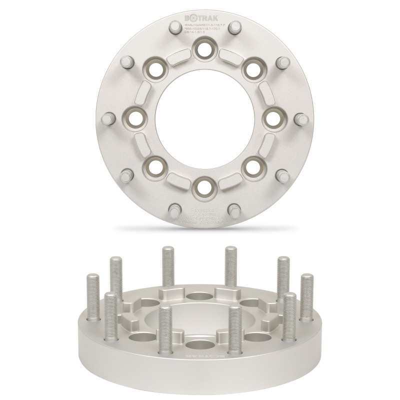 BOTRAK 8 Lug to 10 Lug 8x6.5 to 10x225 19.5" Semi Wheel Spacers Adapters for dodge ram 2500 3500