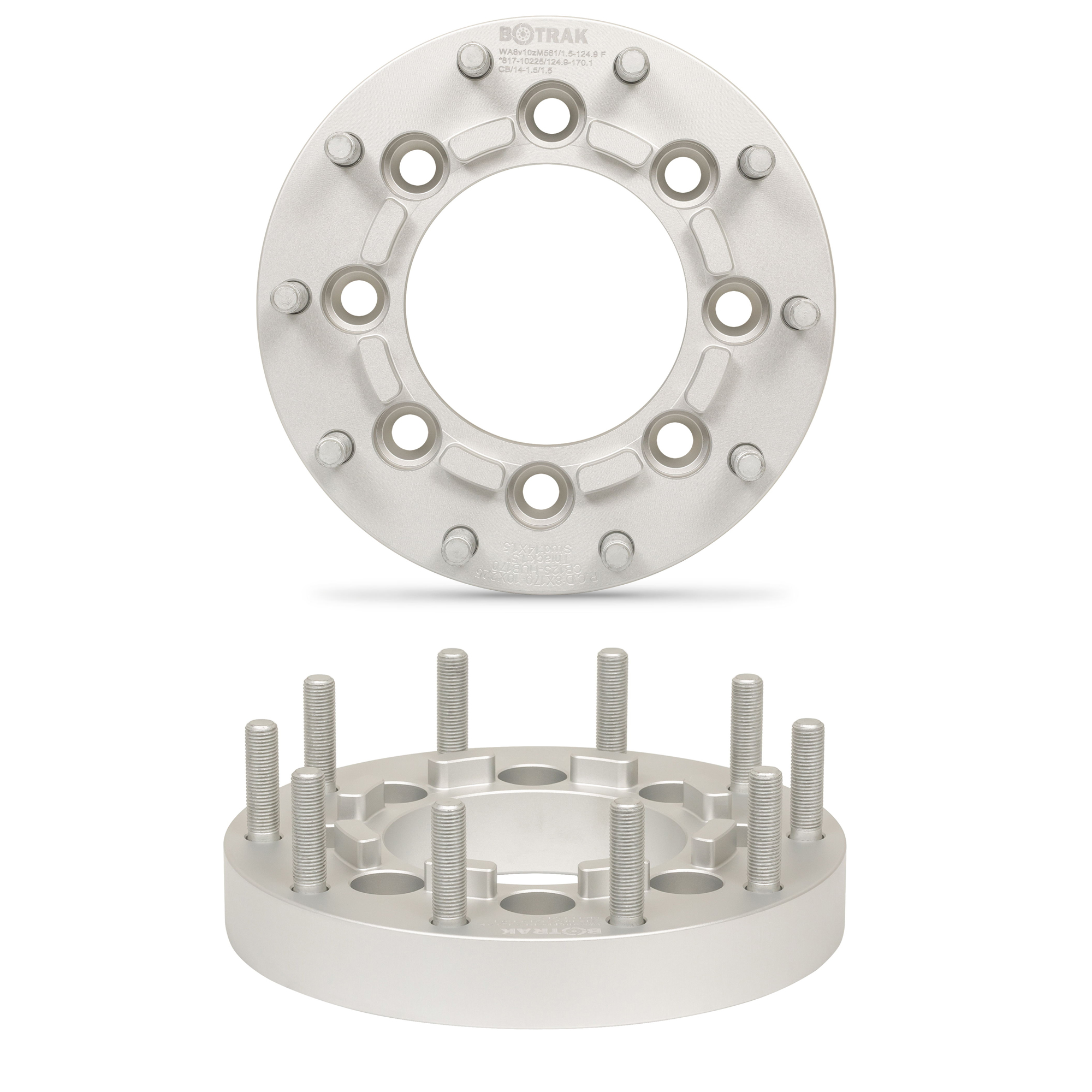 BOTRAK 8 to 10 Lug 8x170 to 10x225 19.5" Rim Semi Truck Wheel Spacers Adapters for ford F250 F350 Single Wheel