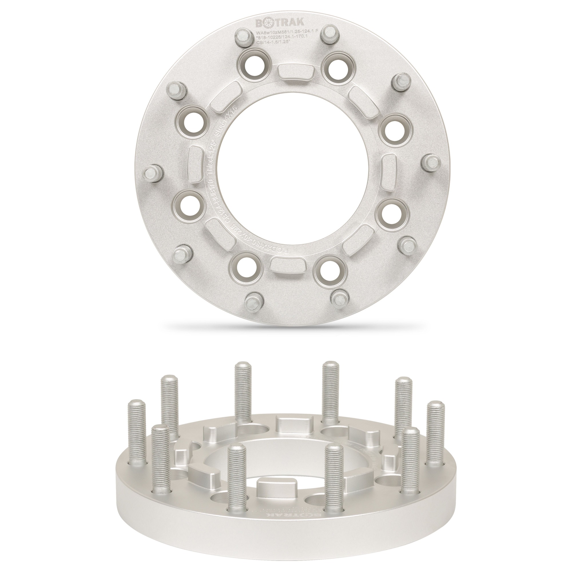 BOTRAK 8 to 10 Lug 8x180 to 10x225 Semi Aluminum Wheel Adapter Spacer for Chevrolet Silverado 2500 3500 GMC Sierra 2500HD