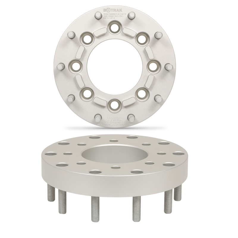BOTRAK 8 Lug to 10 Lug 8x6.5 to 10x225 19.5" Semi Wheel Spacers Adapters for dodge ram 2500 3500