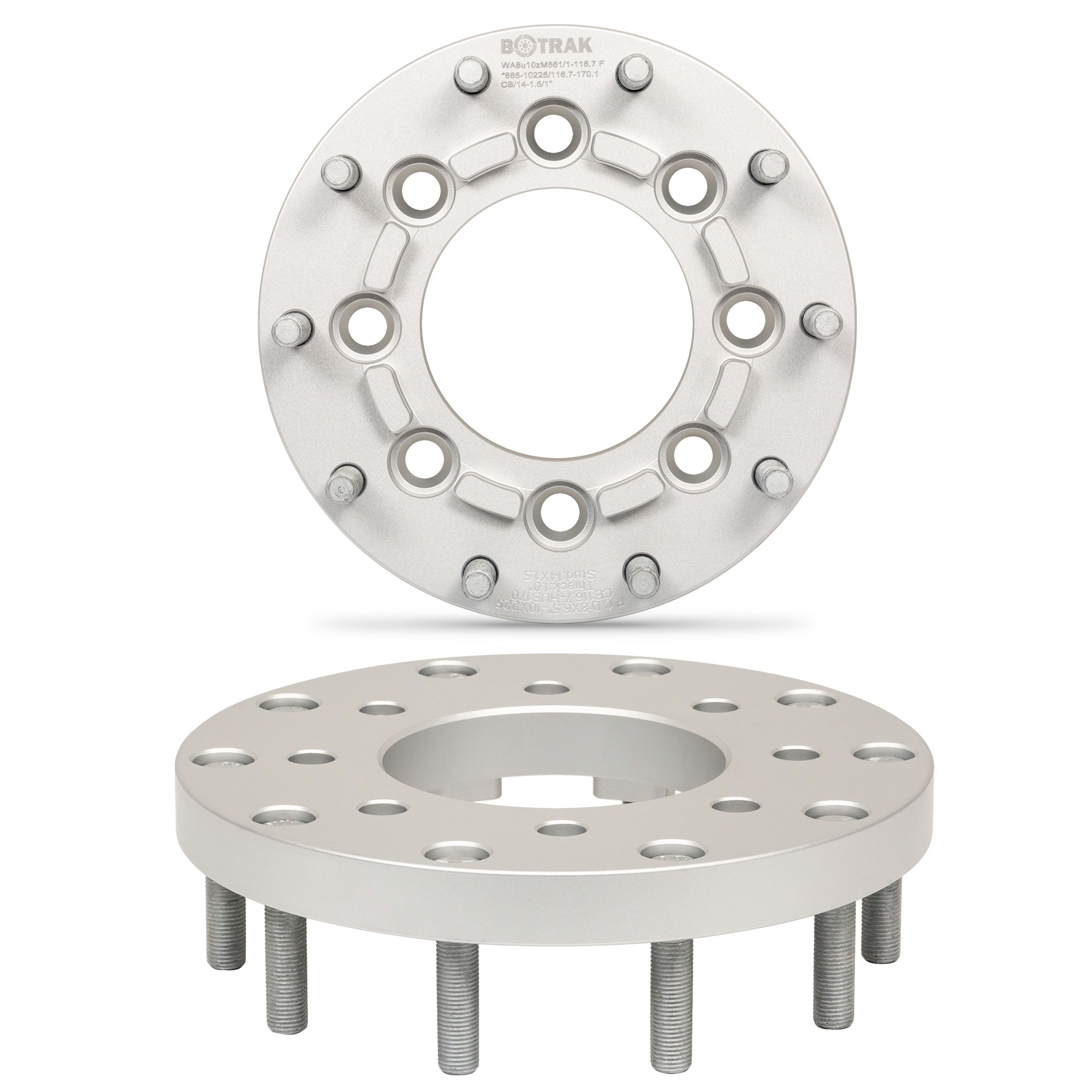 BOTRAK 8 to 10 Lug 8x6.5 to 10x225 Semi Single Wheel Spacer Adapter for ford F250 F350 2WD 4WD