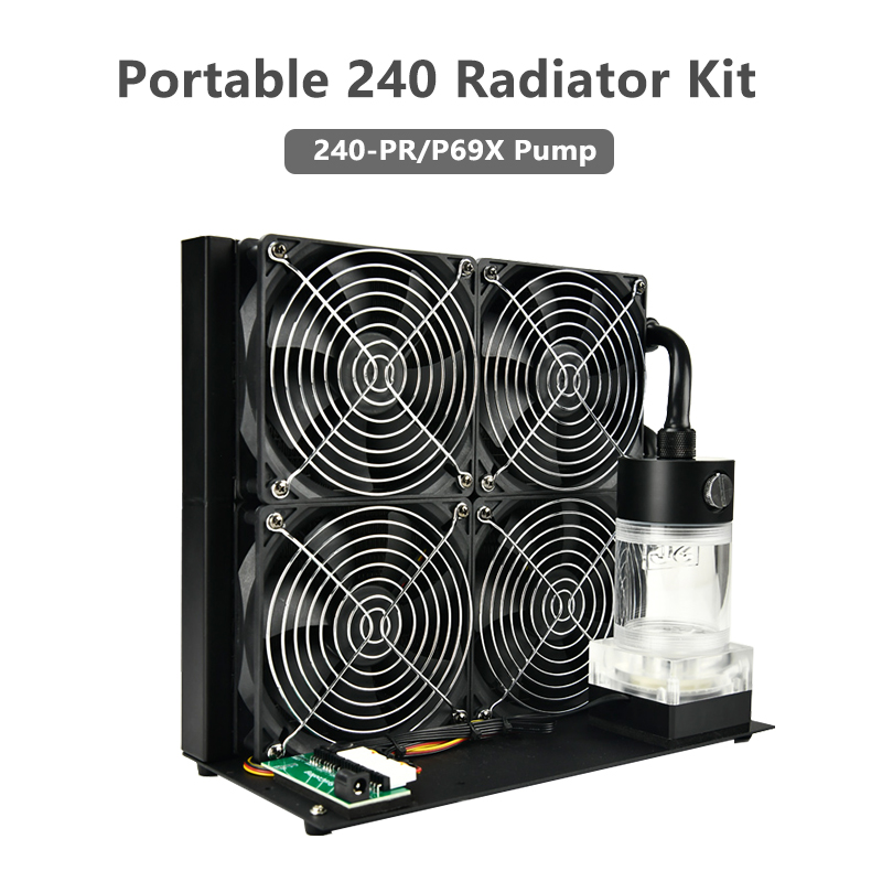 Water Cooling Kit System, 480mm Radiator, 4x120mm Fans, Integrated Reservoir, Leak-Proof