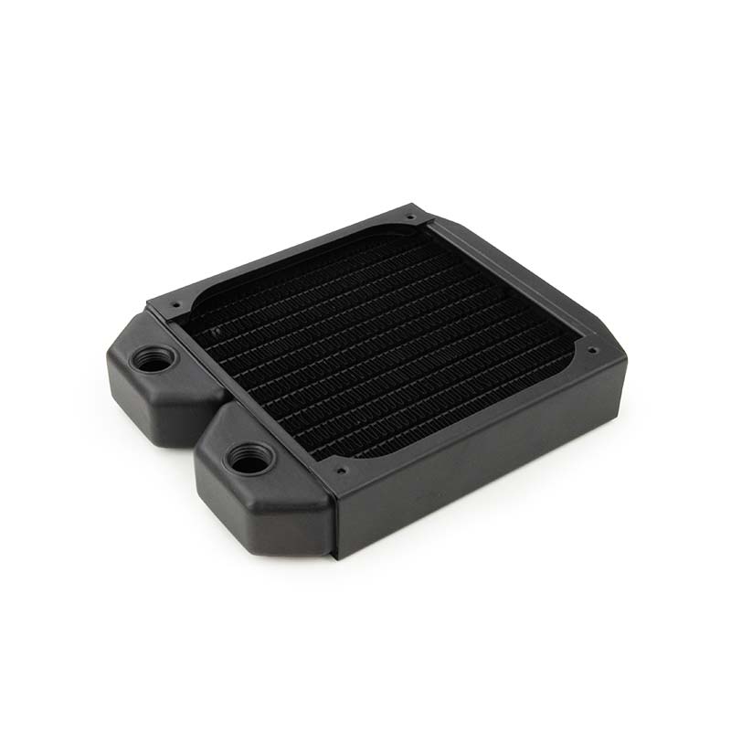 OCOCOO PC Water Cooling Radiator, Vertical Fin Core, G1/4 Ports, Fan Mount Holes, Matte Black Finish
