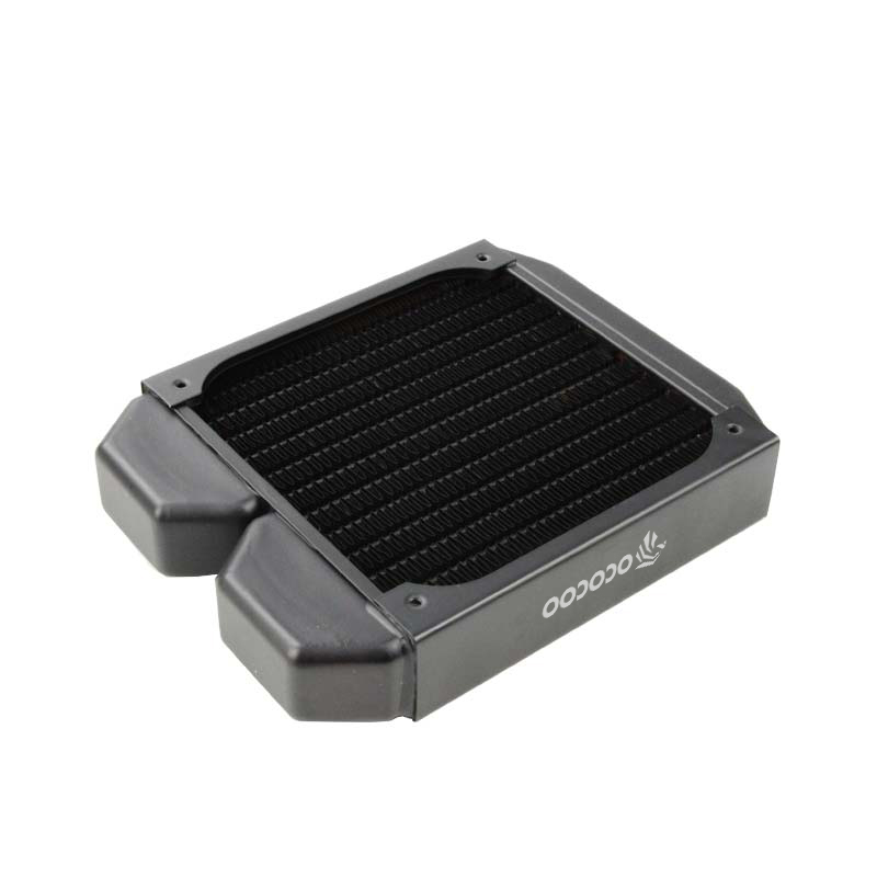 OCOCOO PC Water Cooling Radiator, Vertical Fin Core, G1/4 Ports, Fan Mount Holes, Matte Black Finish