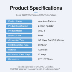 OCOCOO 240L-8 Water Cooling Radiator Factory