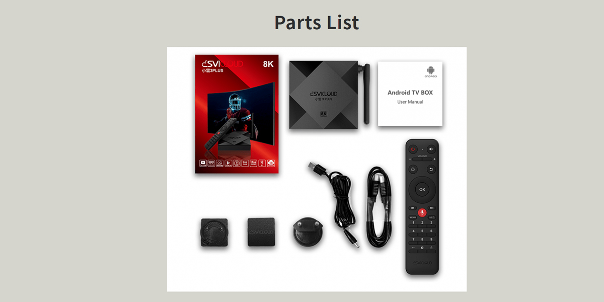 SviCloud 3Plus Smart TV Media Player Packing List