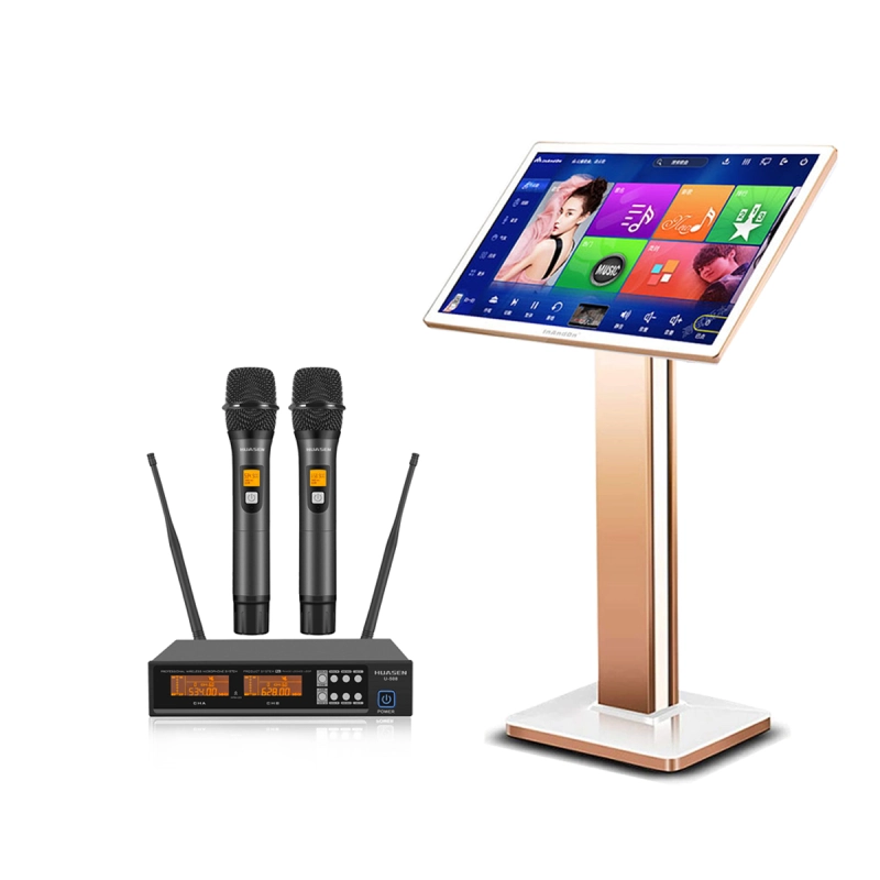 Karaoke Player 21.5 Inch KV-V3 Max All in One karaoke player with Floor Stand ，HUASEN U-508 Professional Wireless Microphone