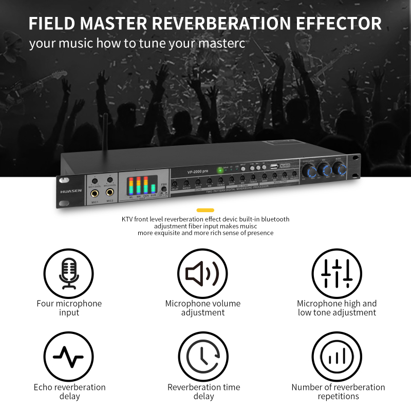 Karaoke Mixer,Professional Digital Pre-stage Effect Anti-howling Audio Processor with DSP Effect Echo USB MP3 Bluetooth Optical AUX For Stage, Performance,for inandon karaoke player