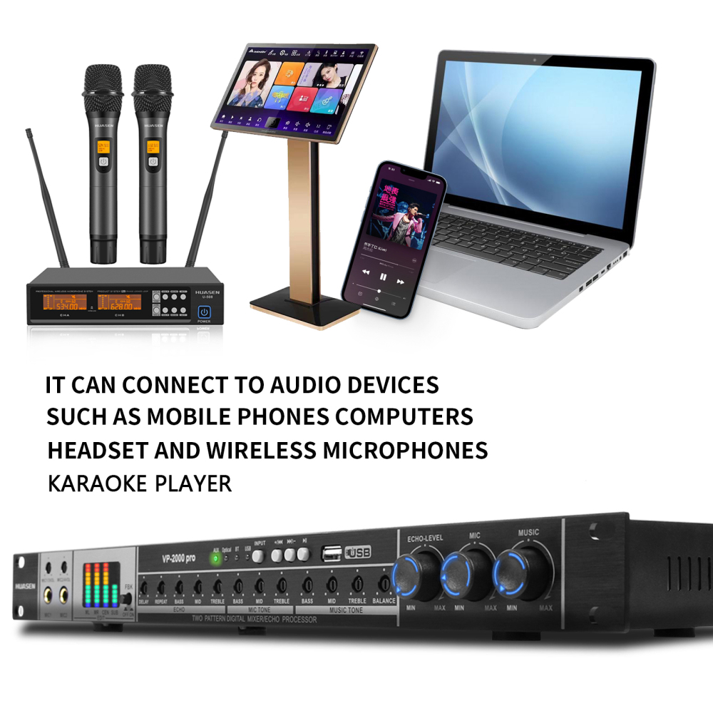 Karaoke Mixer,Professional Digital Pre-stage Effect Anti-howling Audio Processor with DSP Effect Echo USB MP3 Bluetooth Optical AUX For Stage, Performance,for inandon karaoke player