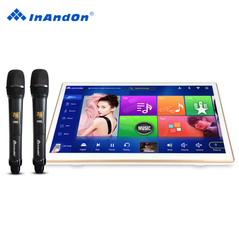 InAndOn 18.5 inch KV-503 Max Karaoke Player All in One Karaoke Player with Two Wireless Microphones