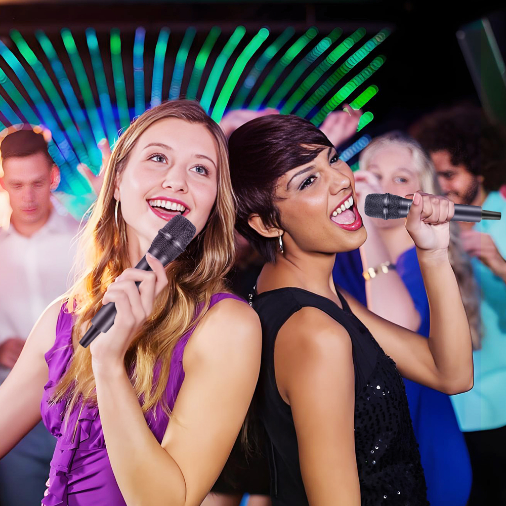 Wireless Microphone ,All Metal Dual Professional UHF Cordless Dynamic Mic Handheld Microphone System for Home Karaoke, Meeting, Party, Church, DJ, Wedding, for inandon Karaoke, 200ft,HUASEN