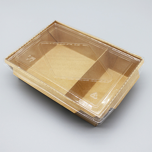 2 Compartments Clear Lid Paper Food Container