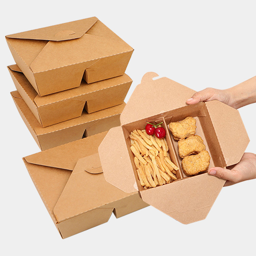 Double Seperated Folded Takeout Food Box