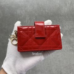 디올페이턴트아코디언카드지갑레드금장