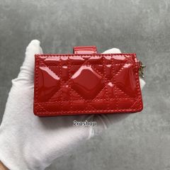 디올페이턴트아코디언카드지갑레드금장