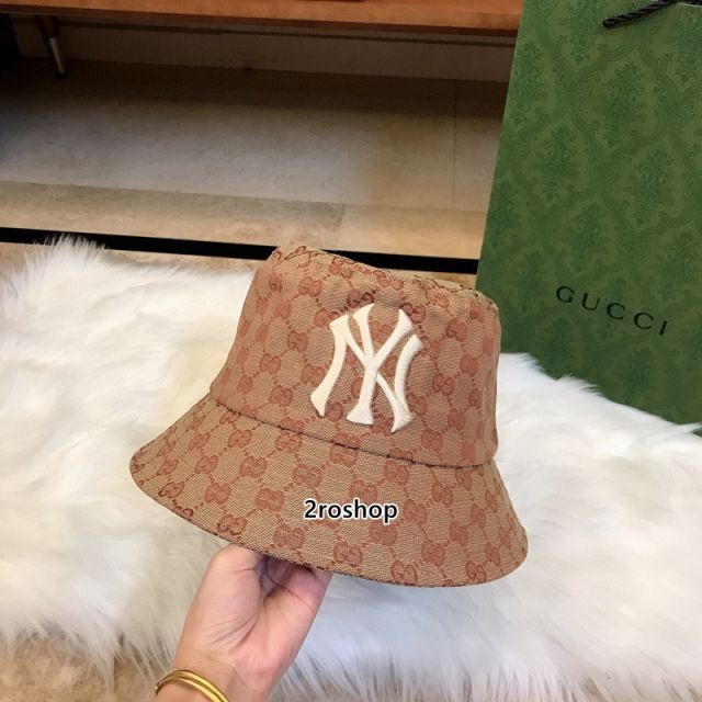 구찌로고NY자수버킷햇연브라운