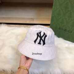 구찌로고NY자수버킷햇연핑크