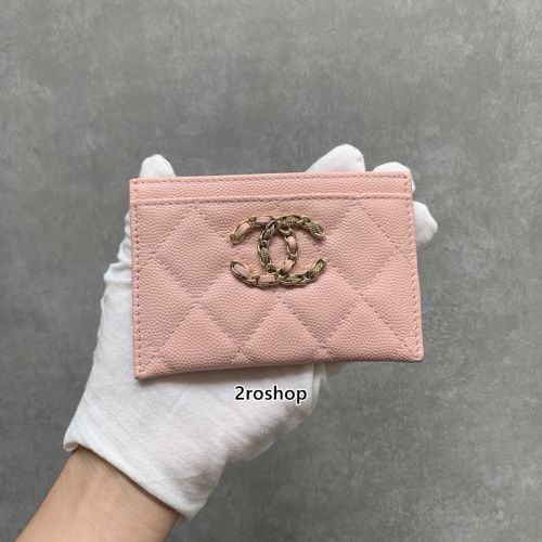 샤넬19로고카드케이스핑크