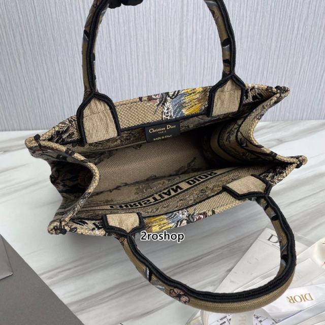 디올북토트백스몰블랙멀티