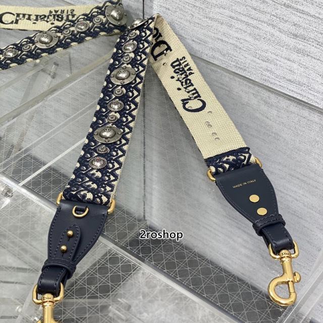 디올자수스트랩오블리크메달블루